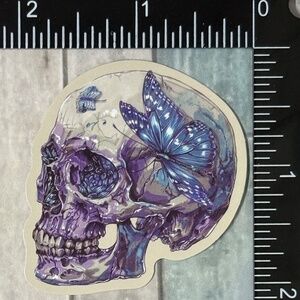 🌀10/$10🌀 Moonlit Purple Gothic Skull Reusable Waterproof Vinyl Sticker Decal